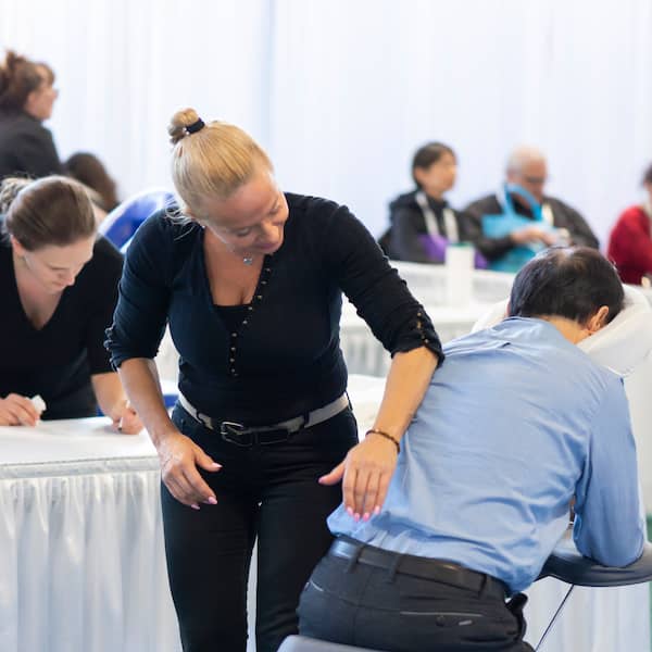 Photo of a massage booth at the realtor quest.
